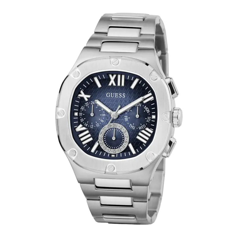 GUESS Orologio analogico 'Headline' blu notte / argento