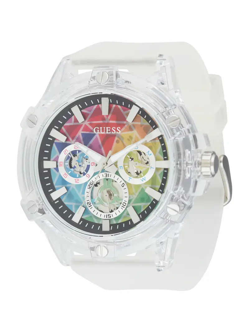 Orologio analogico 'KING' rosso / nero / trasparente / bianco