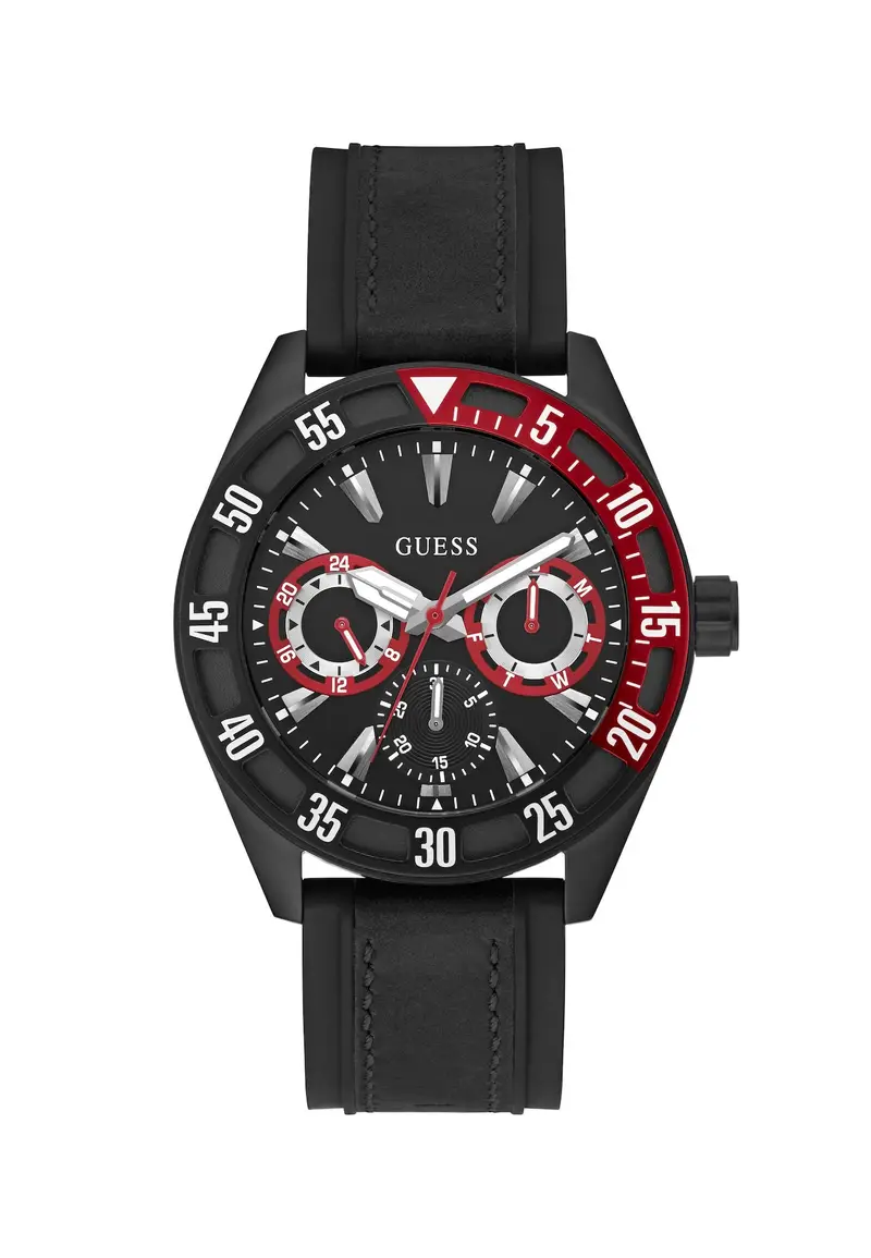 GUESS Orologio analogico ' LETTERMAN ' rosso / nero