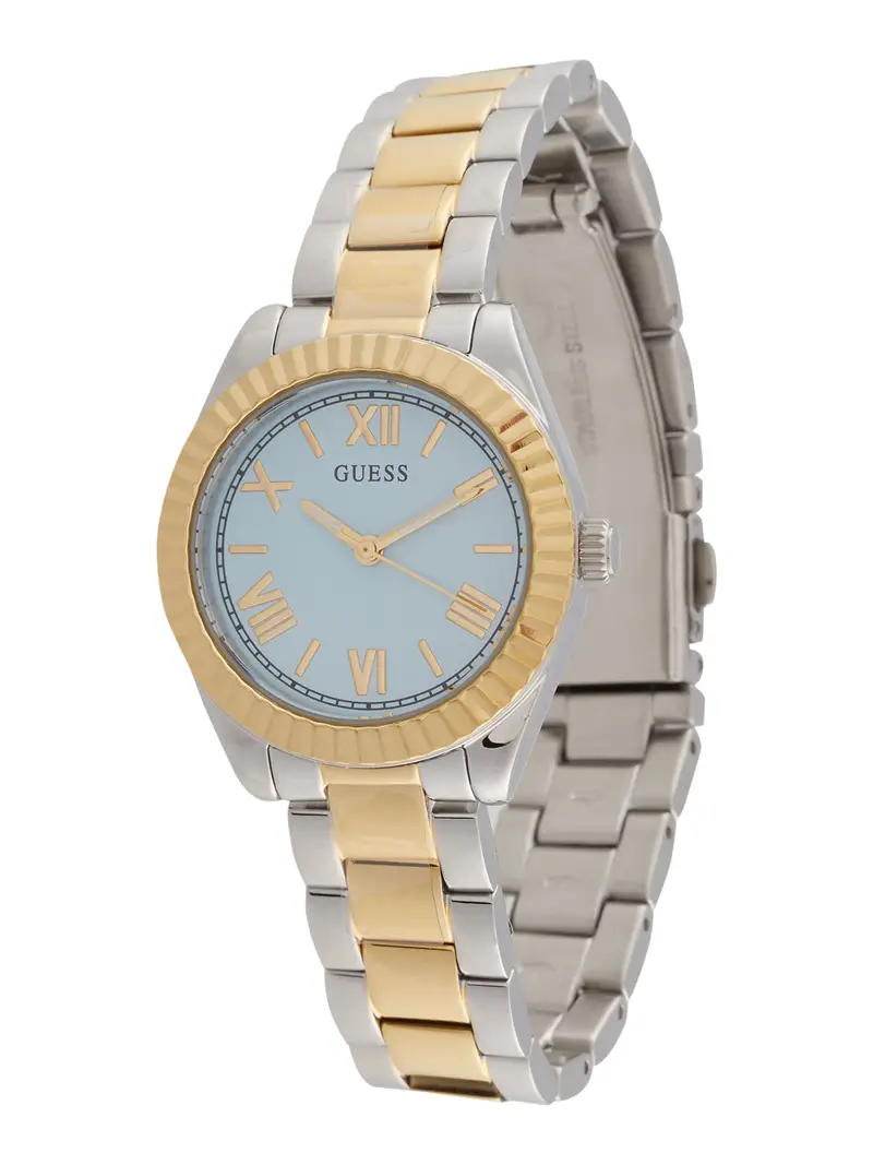 GUESS Orologio analogico 'Mini Luna'  blu chiaro / oro / nero / argento