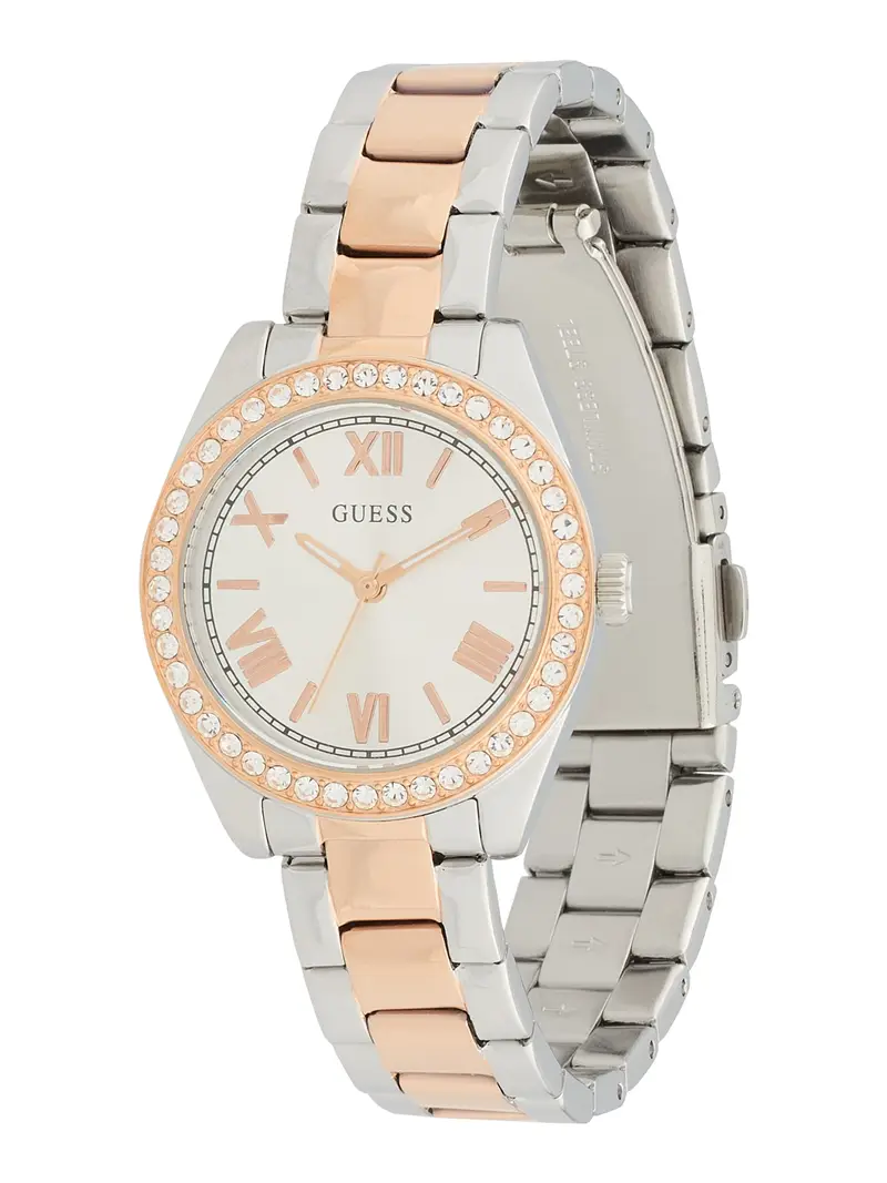 GUESS Orologio analogico 'Mini Luna'  oro rosé / argento