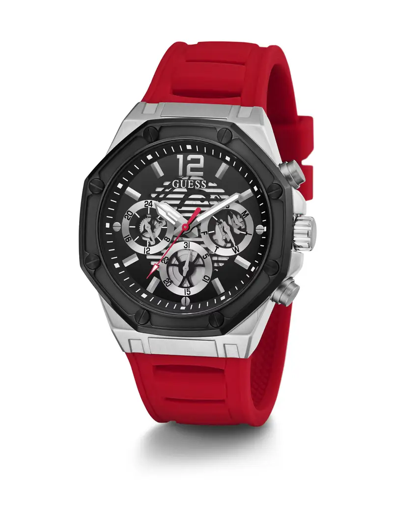 Orologio analogico 'MOMENTUM' rosso rubino / nero / argento