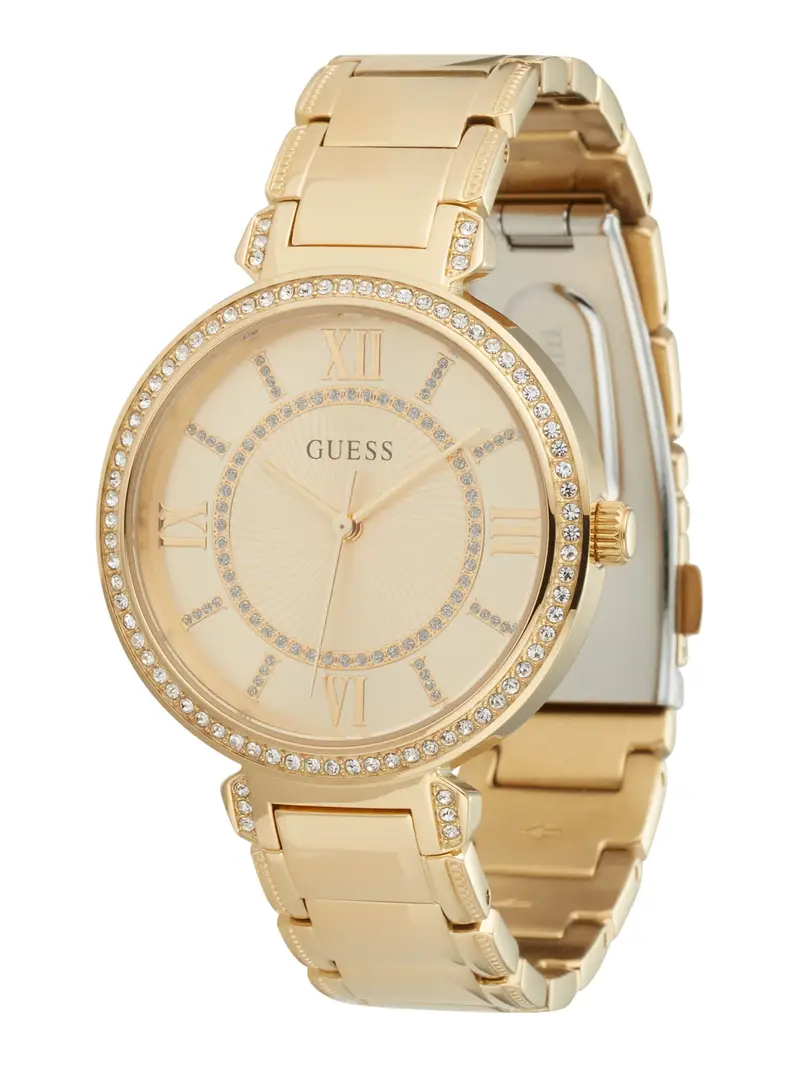 GUESS Orologio analogico 'Montage'  marrone / castano / oro / grigio