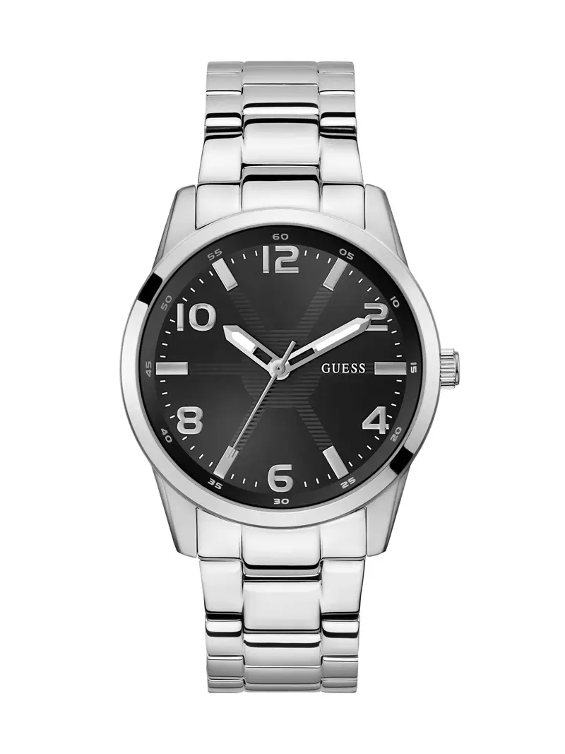 GUESS Orologio analogico 'MONTE'  nero / argento / bianco