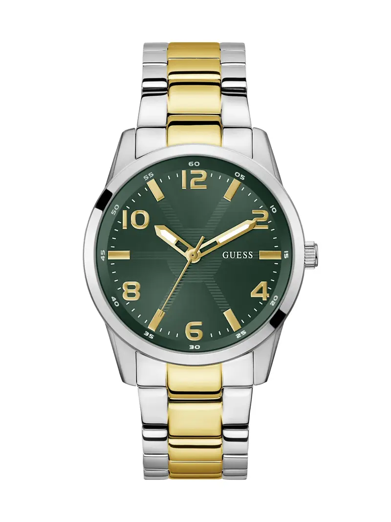 GUESS Orologio analogico 'MONTE' oro / abete / argento