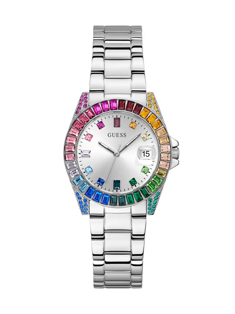 GUESS Orologio analogico 'Opaline'  blu / verde / fucsia / argento