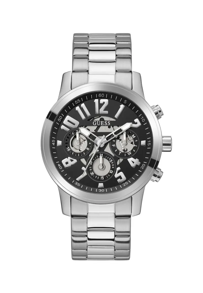 GUESS Orologio analogico 'Parker'  nero / argento