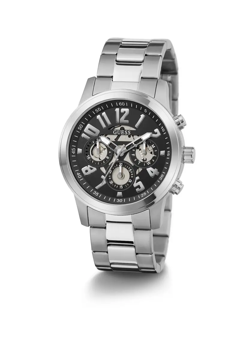 GUESS Orologio analogico 'Parker' nero / argento miniatura 3