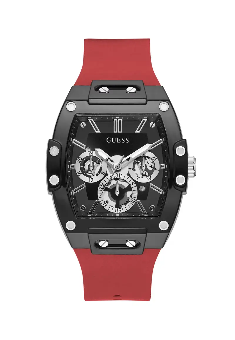 Orologio analogico 'Phoenix' rosso carminio / nero / argento / bianco