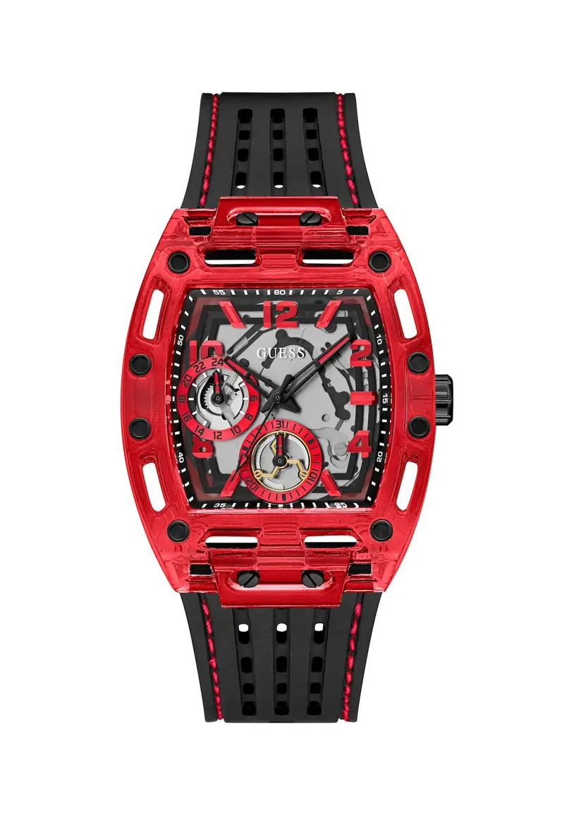GUESS Orologio analogico 'Phoenix' rosso / nero