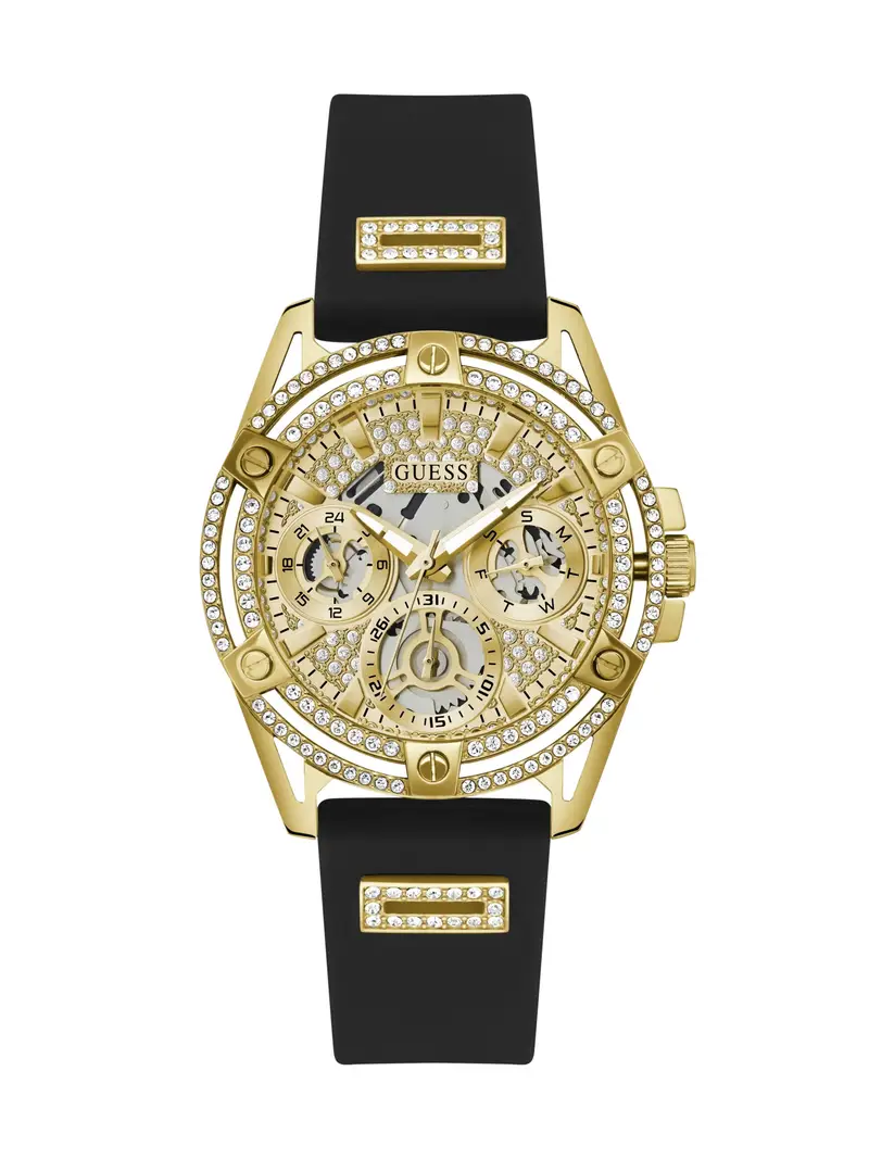 GUESS Orologio analogico 'QUEEN'  oro / grigio argento / nero