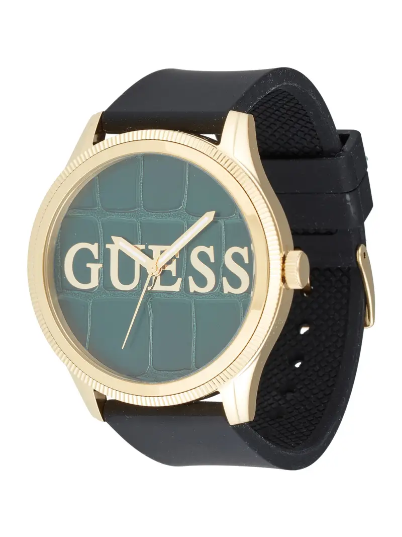 GUESS Orologio analogico 'REPUTATION' oro / verde scuro / nero
