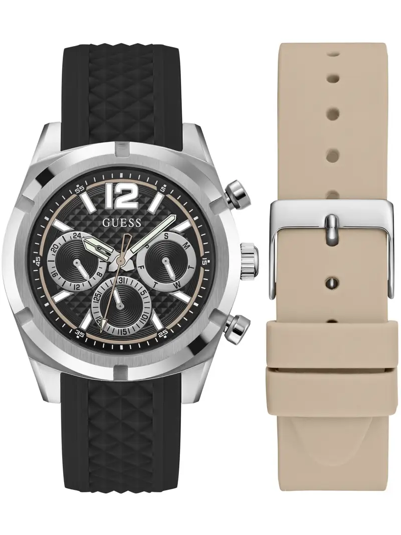 GUESS Orologio analogico 'RESISTANCE'  nero / argento