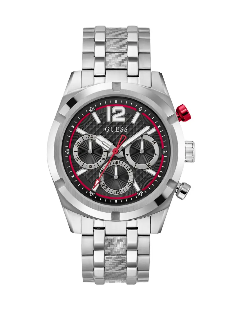 GUESS Orologio analogico 'RESISTANCE'  rosso / nero / argento