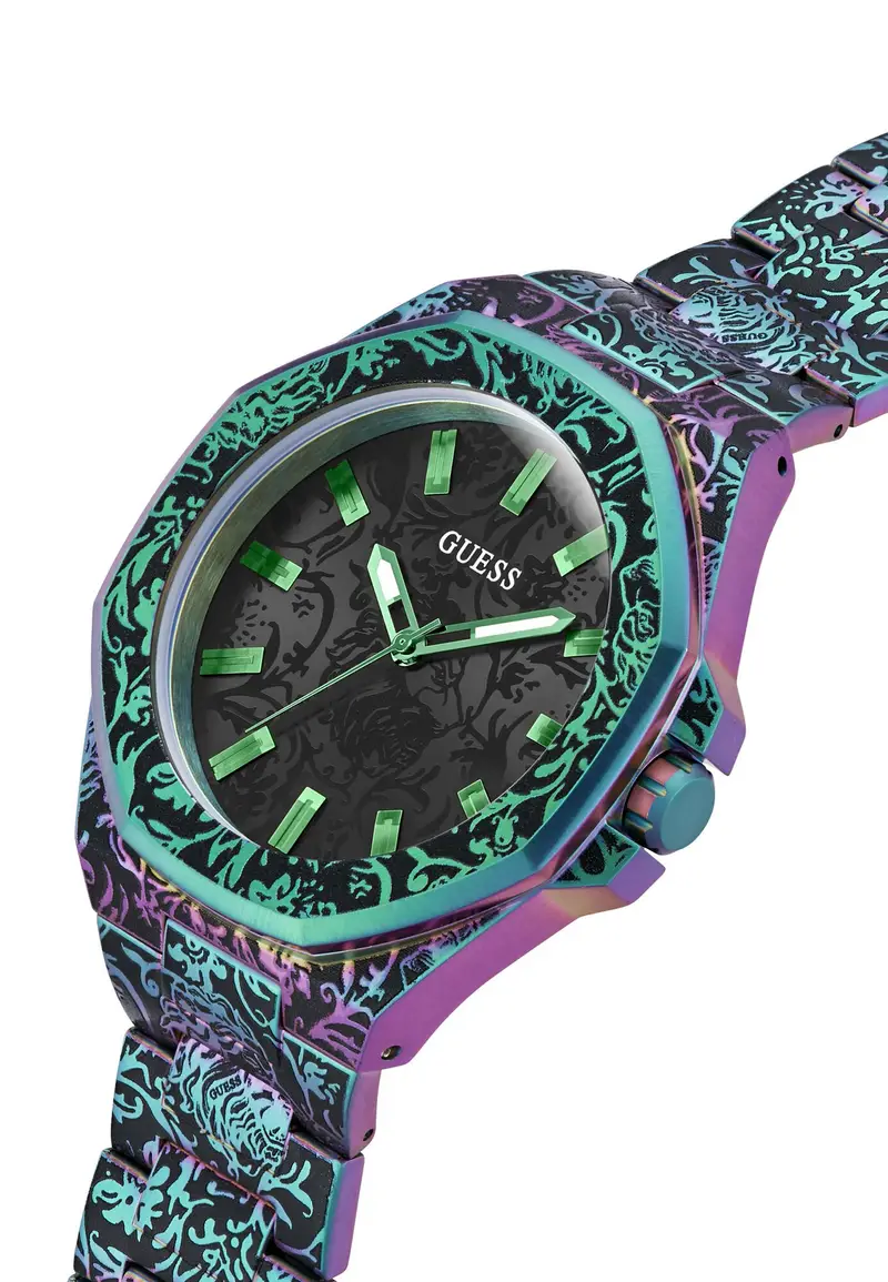 GUESS Orologio analogico 'Roar' menta / sambuco / nero miniatura 3
