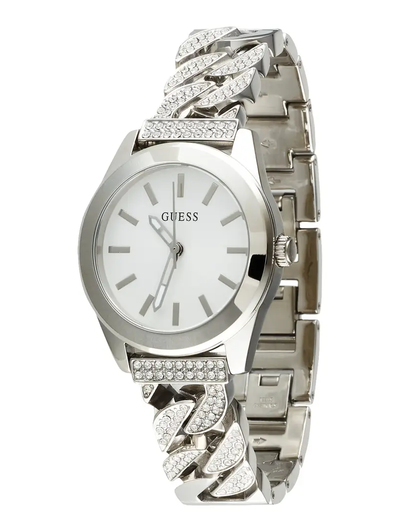 GUESS Orologio analogico 'Serena' argento / trasparente / bianco