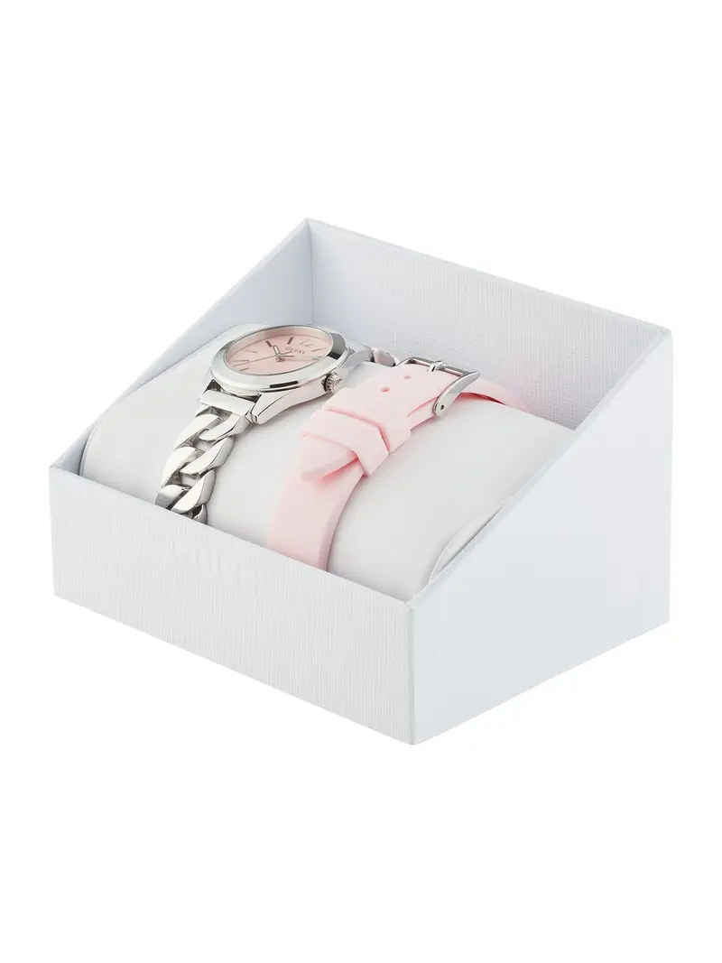 GUESS Orologio analogico 'Serena' rosa / argento miniatura 2