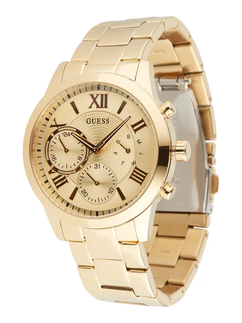 GUESS Orologio analogico 'Solar'  marrone scuro / oro