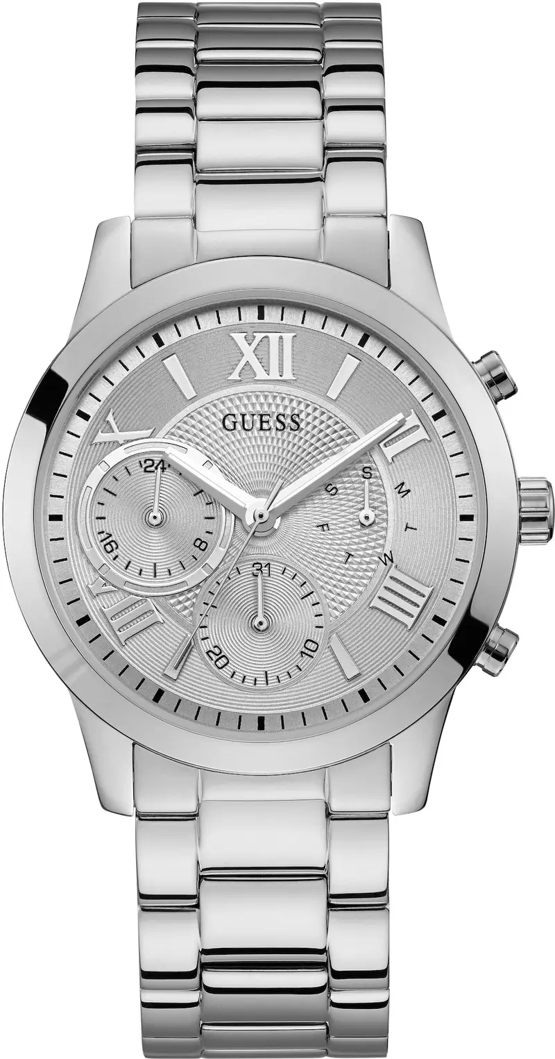 GUESS Orologio analogico 'Solar'  nero / argento