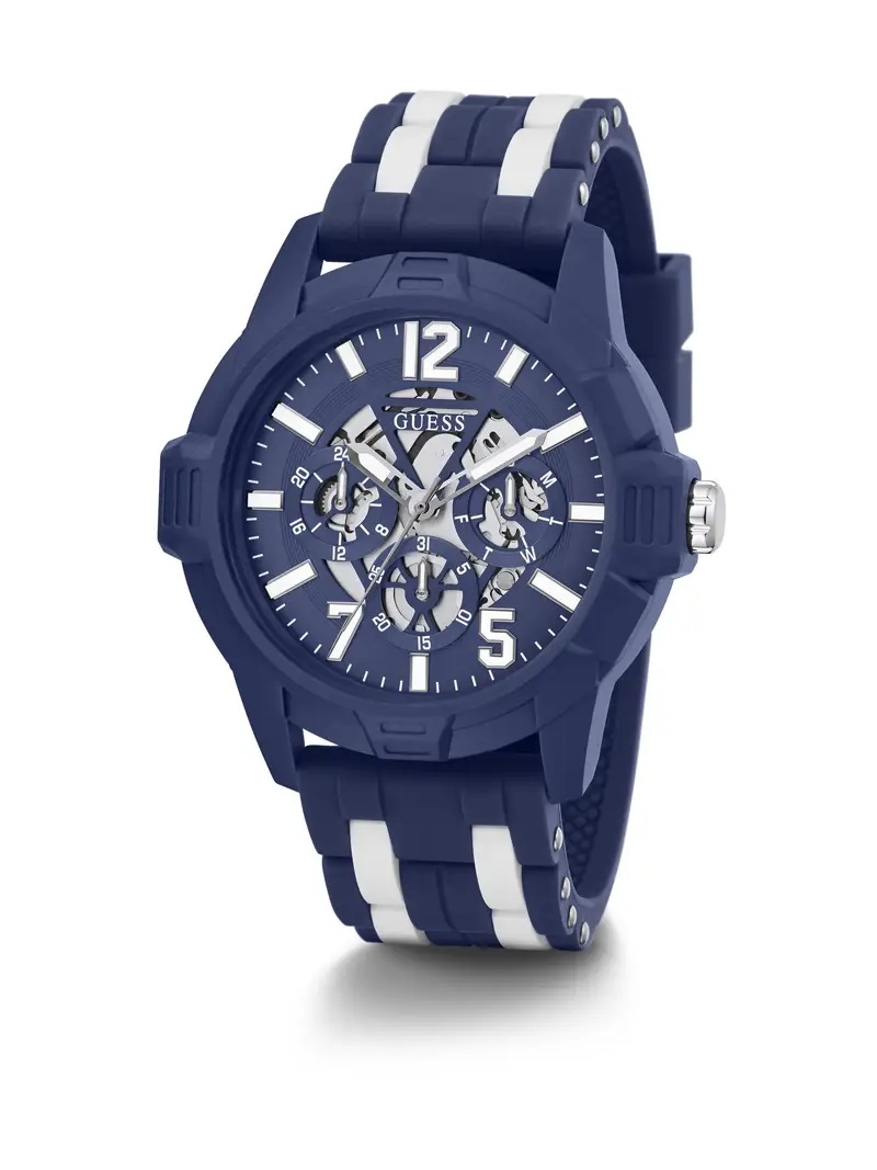 GUESS Orologio analogico ' STRIKER ' blu / bianco