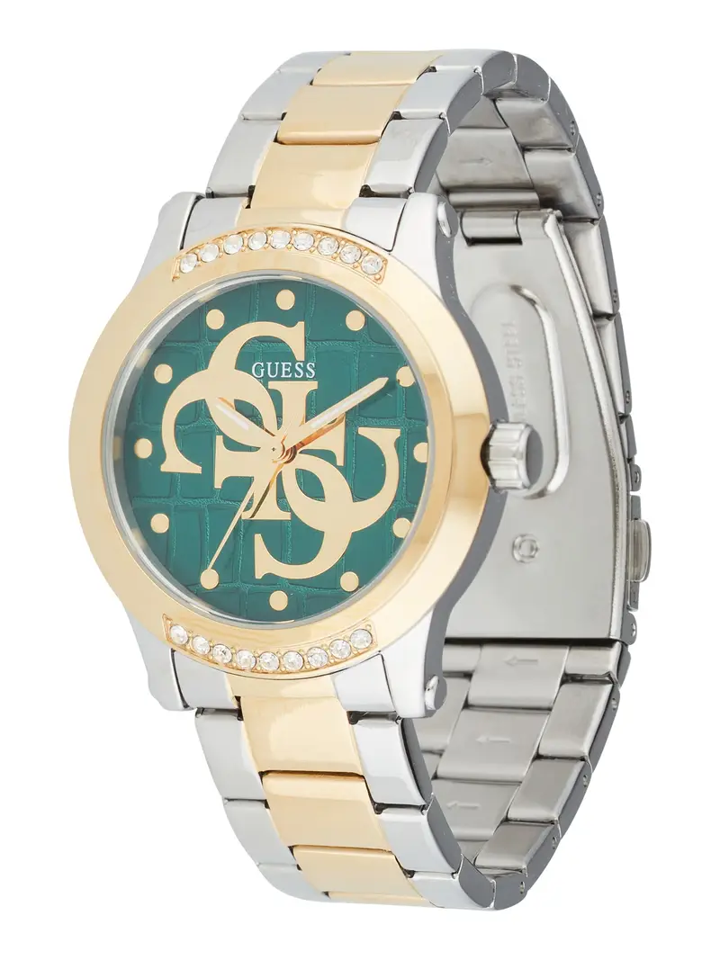 GUESS Orologio analogico 'TREND' smeraldo / nero / argento / trasparente