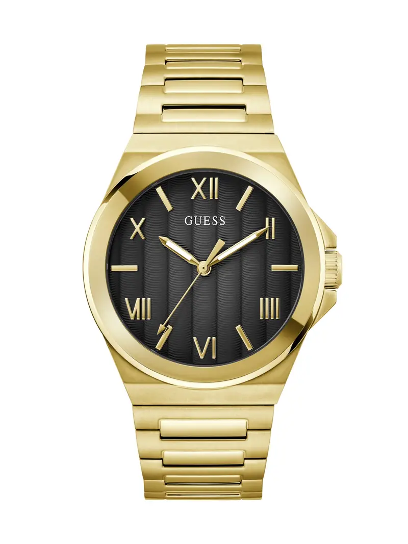 GUESS Orologio analogico 'VINYL'  oro / nero