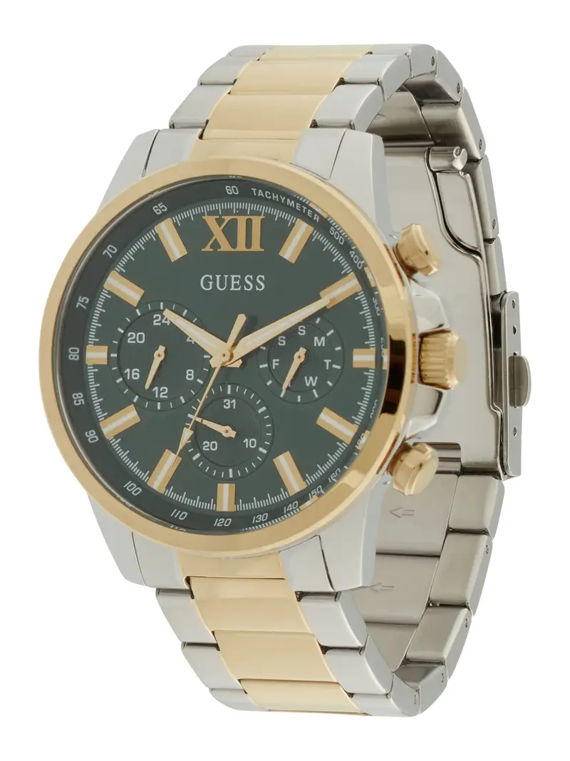 GUESS Orologio analogico 'Walker'  oro / abete / argento