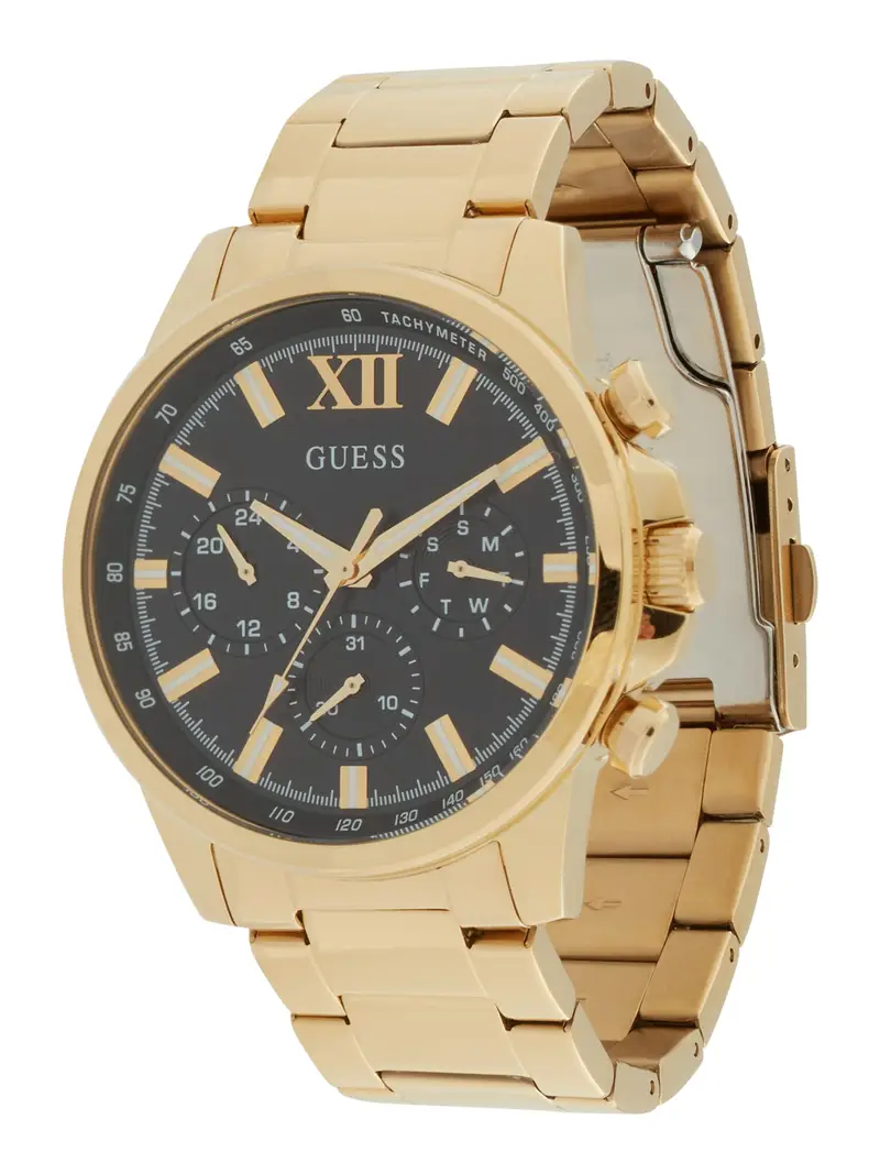 GUESS Orologio analogico 'Walker'  oro / grigio / nero