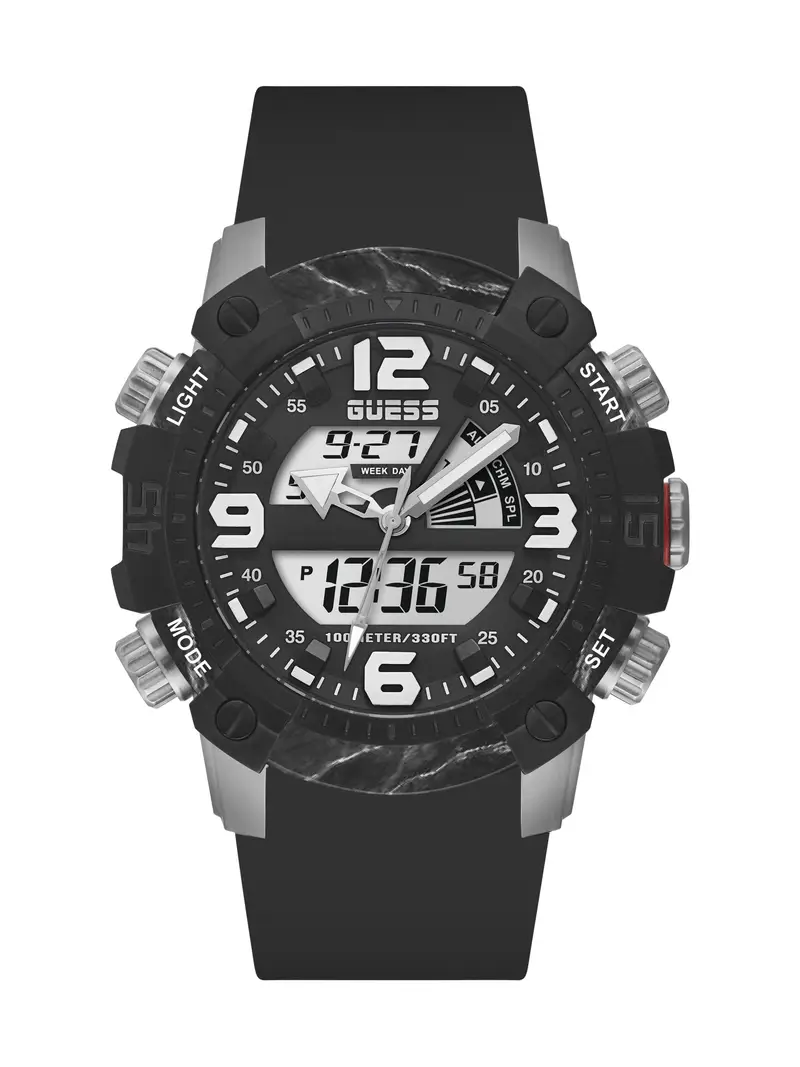 GUESS Orologio digitale ' SLATE ' nero / argento / bianco