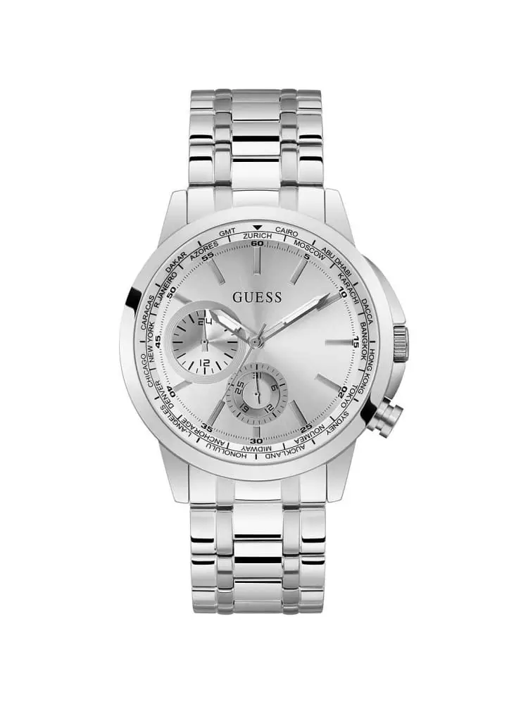 orologio multifunzione in acciaio color argento