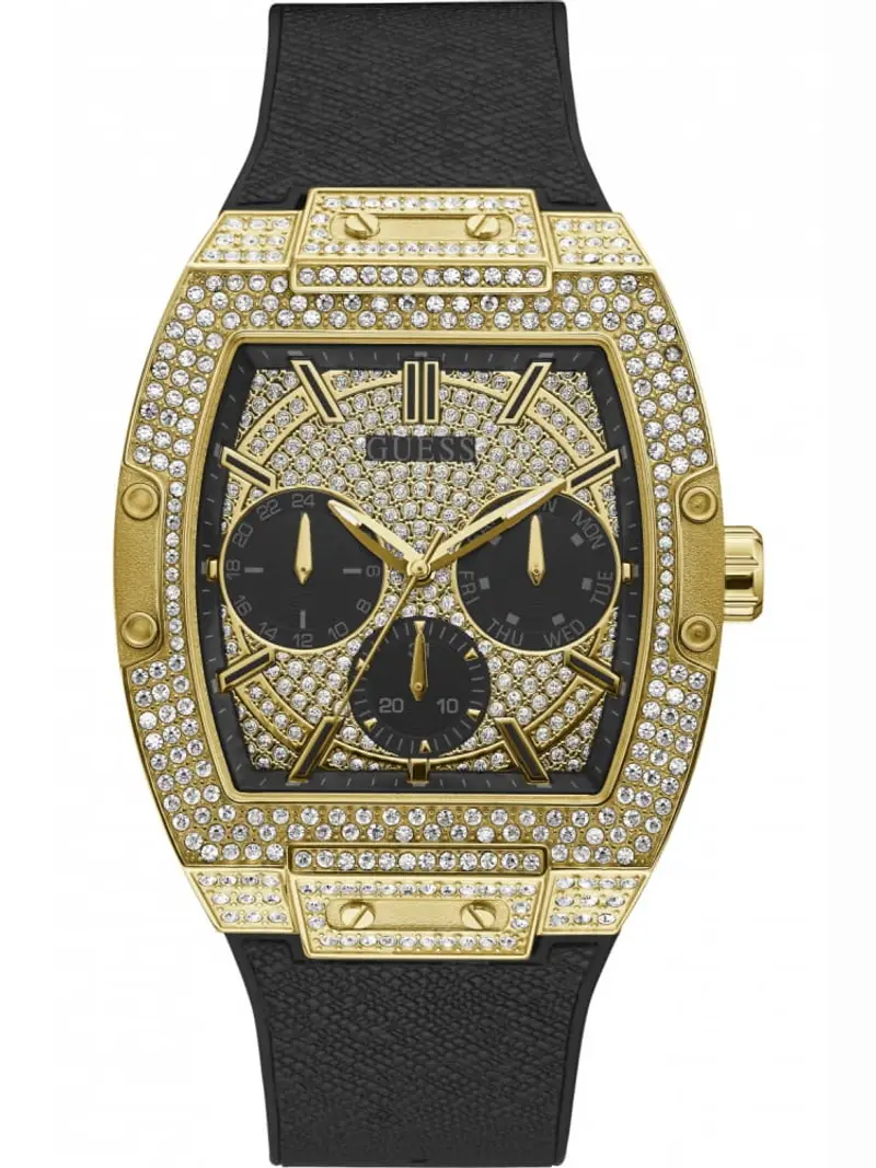 orologio phoenix strass 3h 43x51mm gold cint pelle nero