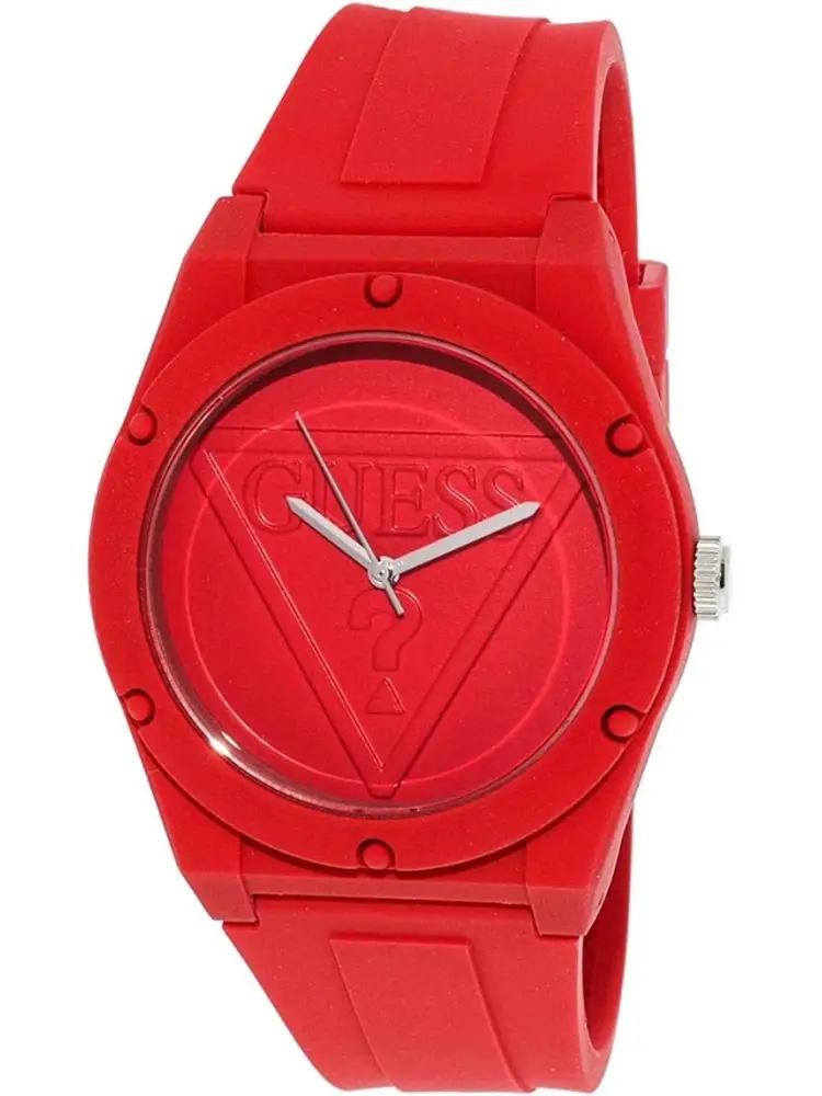 orologio retro pop rosso con cinturino in silicone e cassa in policarbonato rossa