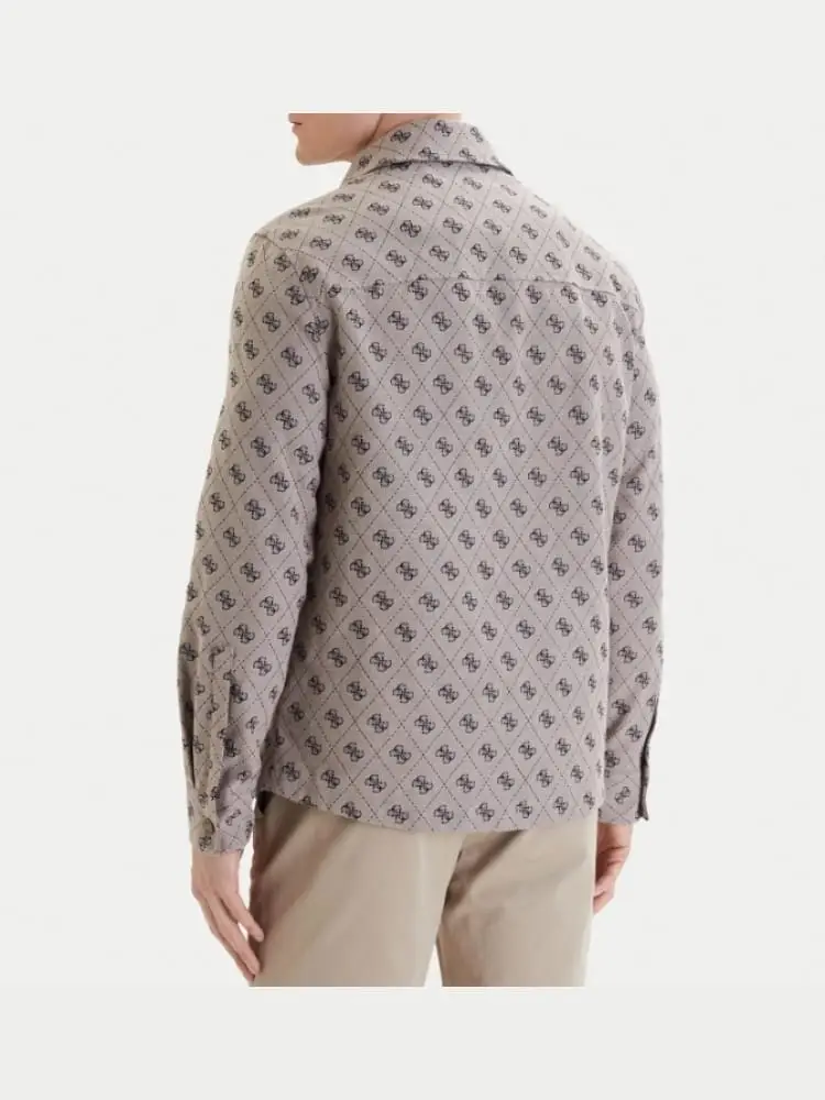 over shirt uomo beige con logo 4g all-over miniatura 2