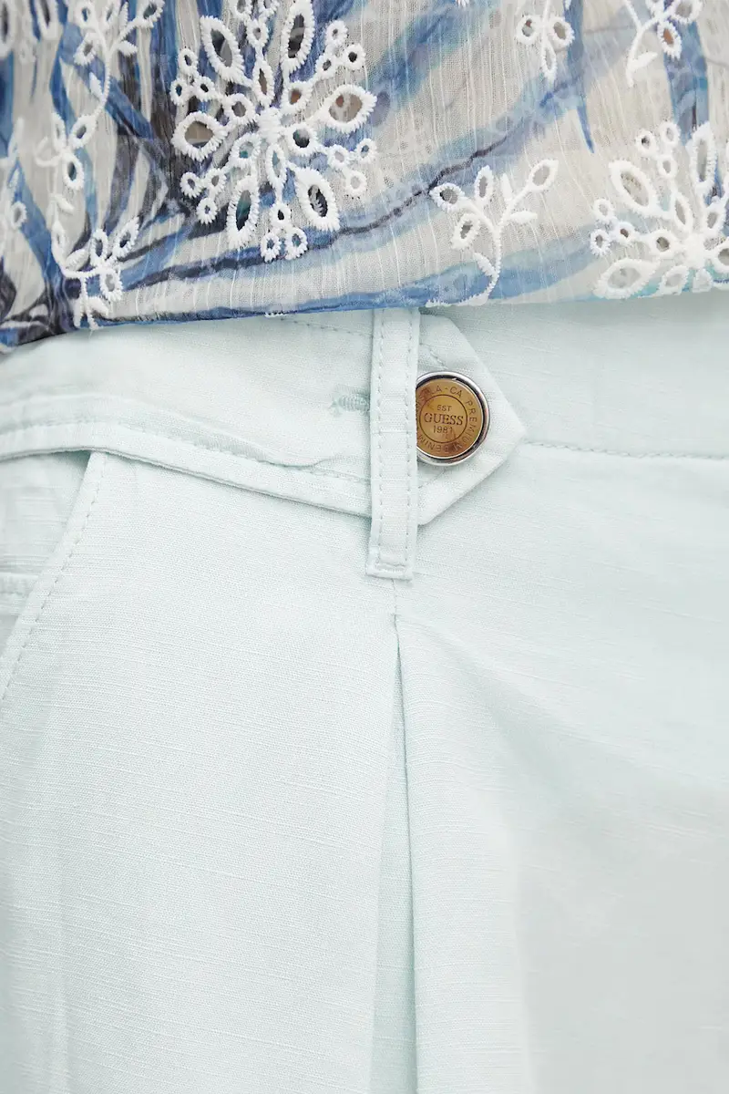 pantaloncini in lino misto SHAYE colore turchese W5GD1J WG8N0 miniatura 4