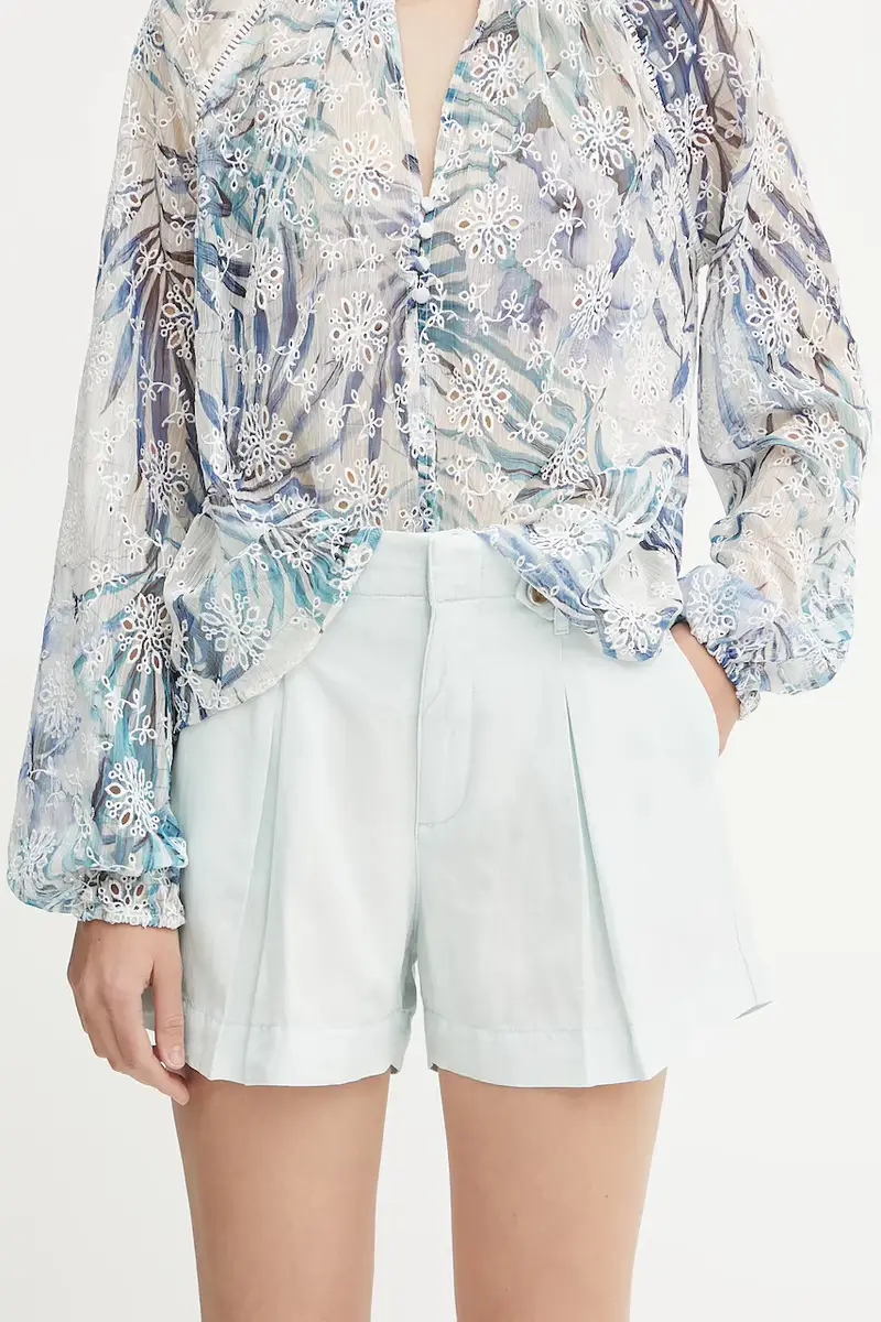 pantaloncini in lino misto SHAYE colore turchese W5GD1J WG8N0