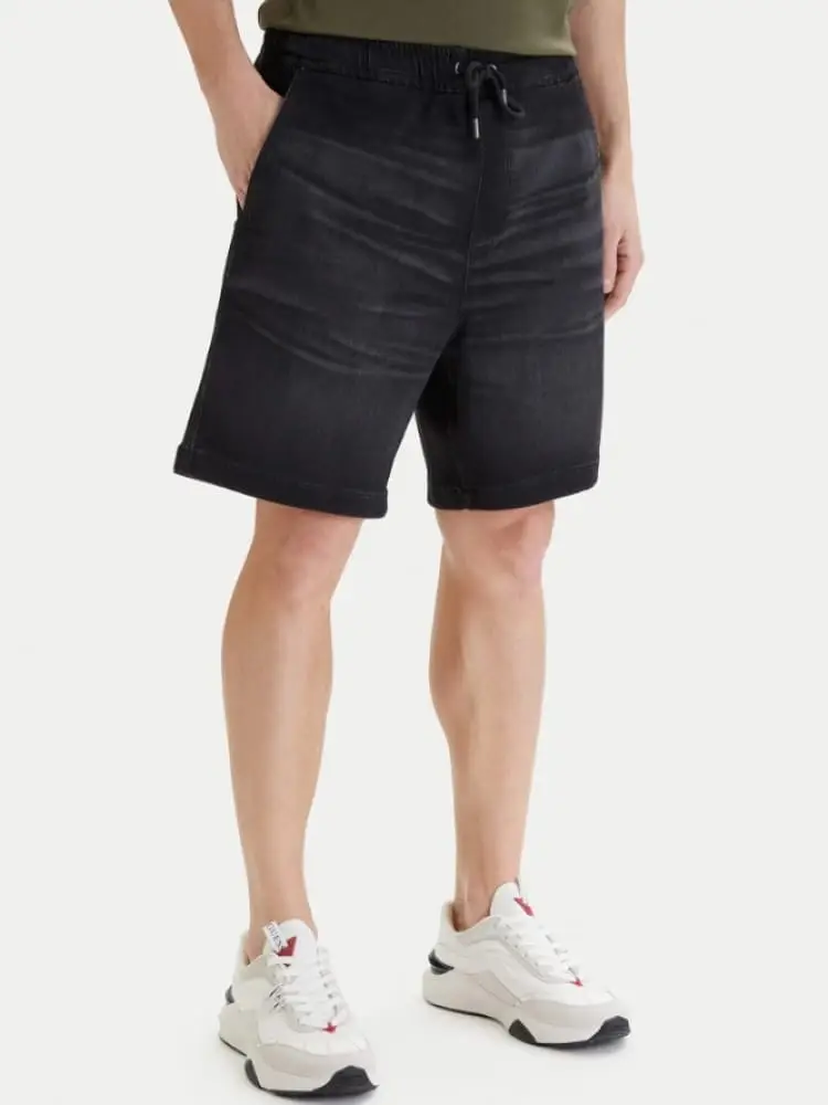 pantaloncini uomo jeans nero effetto slavato