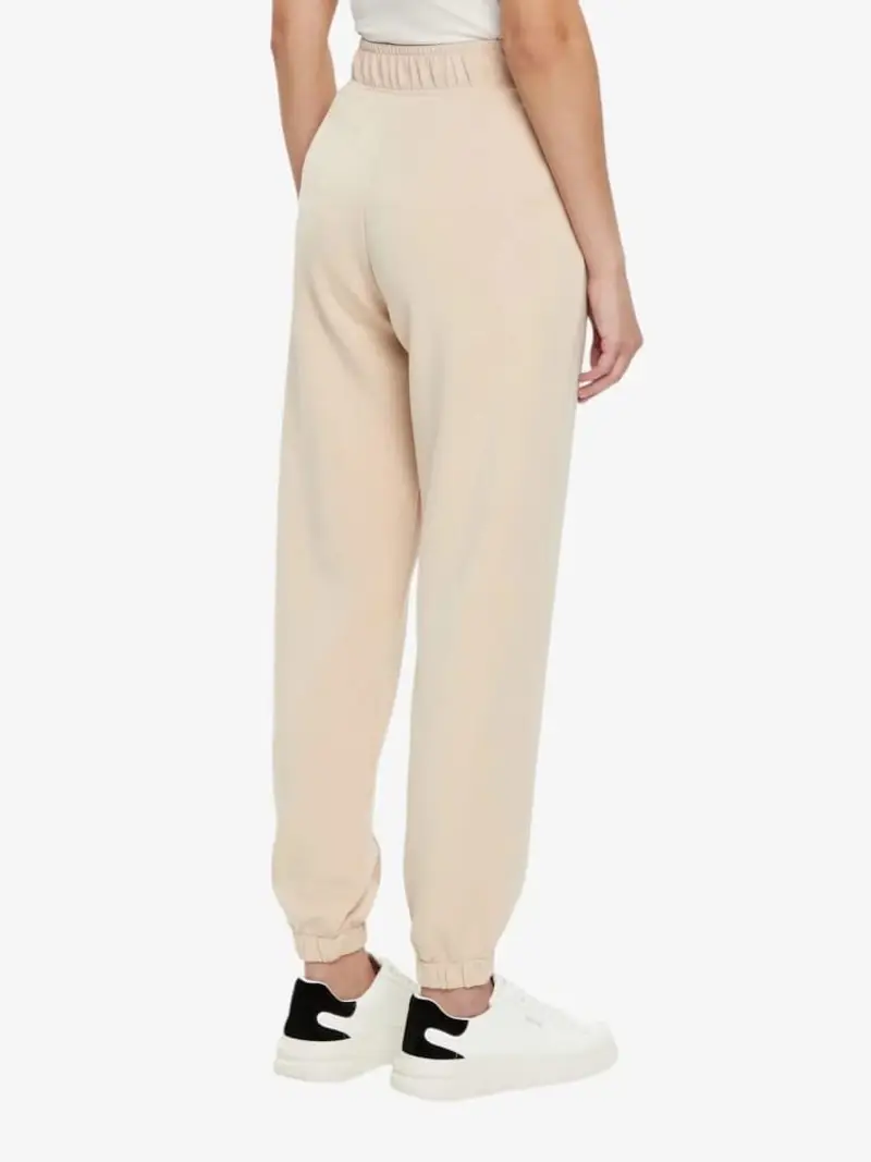 Guess pantalone beige donna in misto cotone mini logo sul lato miniatura 3