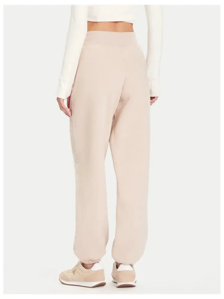 pantalone beige donna tuta in cotone mini logo con strass miniatura 2