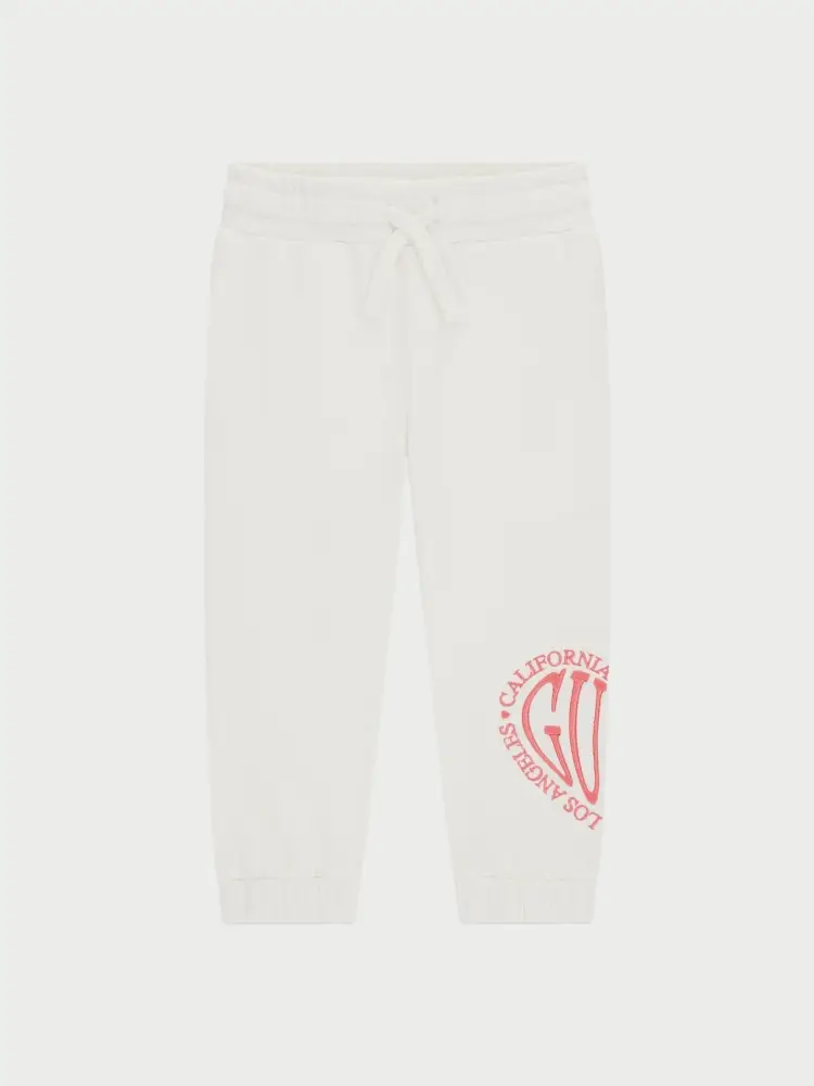 pantalone bianco bambina tuta in cotone logo a contrasto