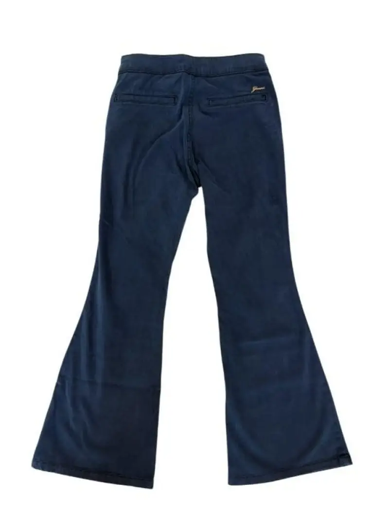 Guess pantalone blu navy bambina svasato bottoni sui lati con logo miniatura 2