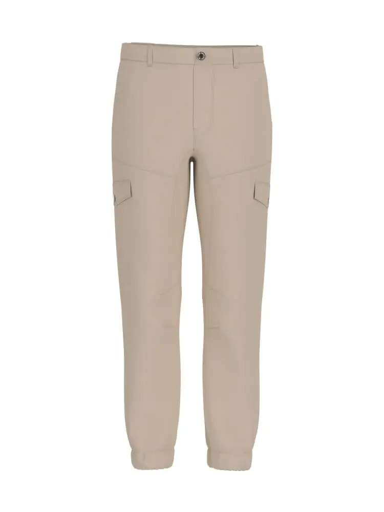 pantalone cargo in twill di cotone beige stretch