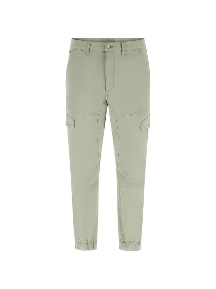 pantalone cargo in twill di cotone verde salvia stretch