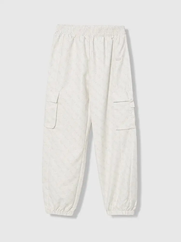 pantalone crema bambina logo all over