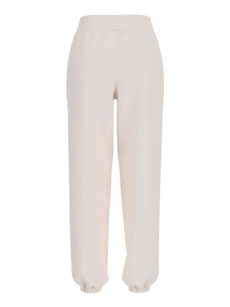 pantalone crema donna tuta in cotone mini logo sul davanti miniatura 2