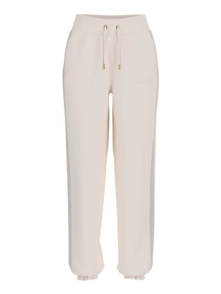 pantalone crema donna tuta in cotone mini logo sul davanti