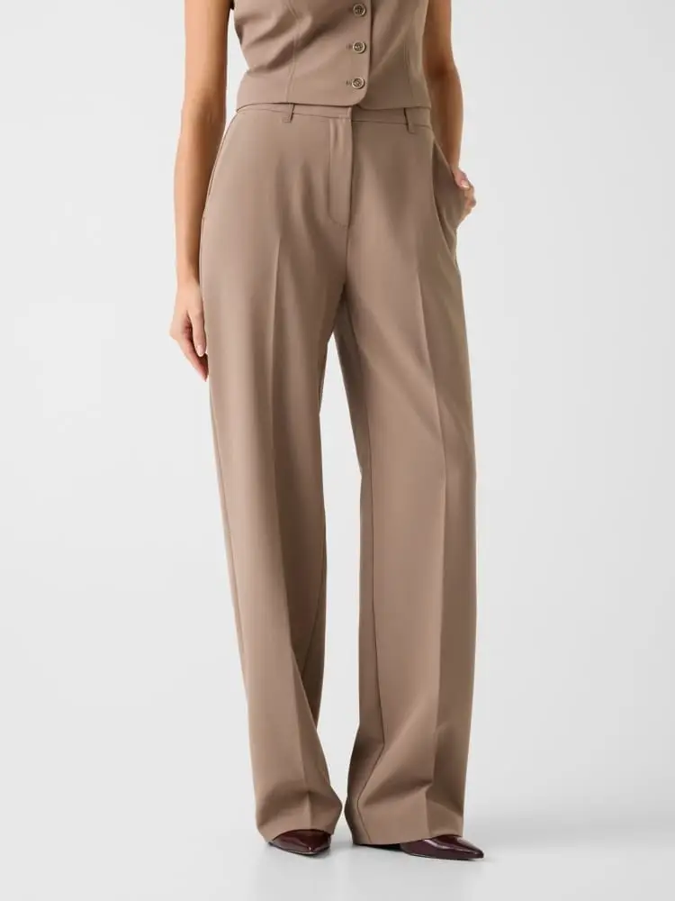 pantalone donna nausica wide leg beige