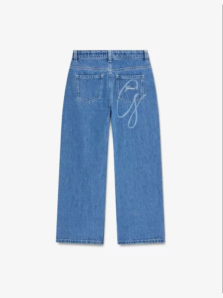 pantalone in denim bambina con logo miniatura 2