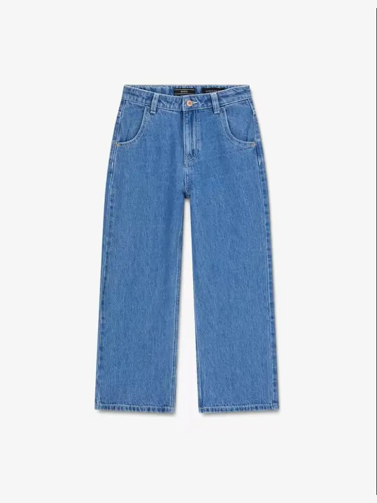 pantalone in denim bambina con logo