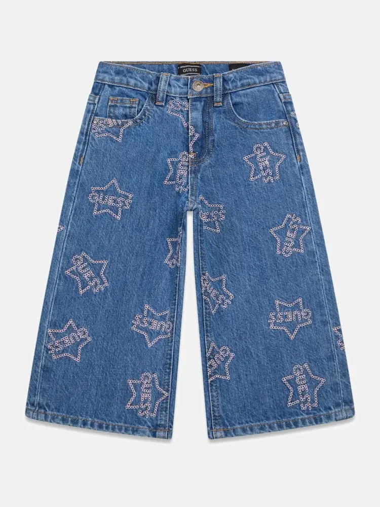 pantalone in denim bambina con strass
