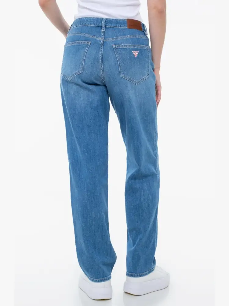 pantalone in denim chiaro donna patch logo sul retro miniatura 2